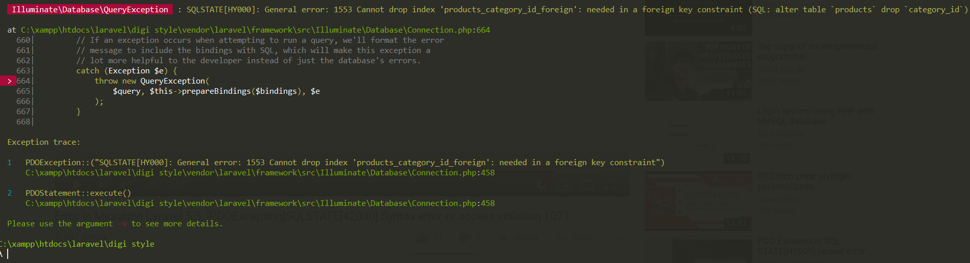 خطای Foreign Key در لاراول