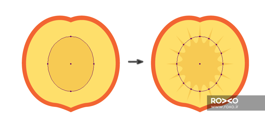 طراحی خورشیدی وسط میوه