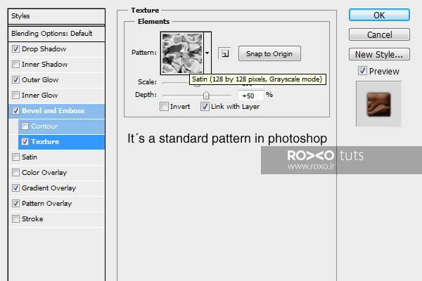 بخش تکسچر در تنظیمات استایل لایه در فتوشاپ