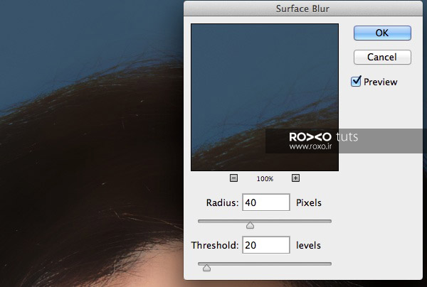 تنظیمات Surface Blur در فتوشاپ