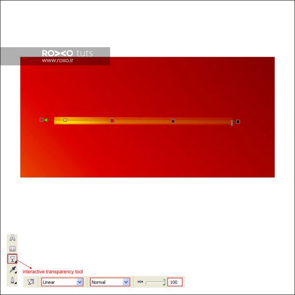 تنظیمات Interactive Transparency Tool در کورل دراو