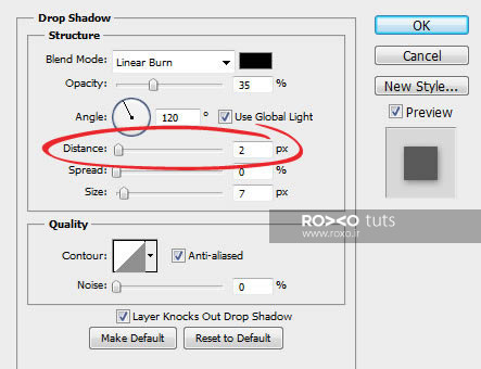 اسلایدر Distance در Drop Shadows در فتوشاپ