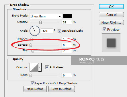 اسلایدر Spread در Drop Shadows در فتوشاپ