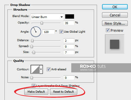 ذخیره تنظیمات Drop shadows در فتوشاپ