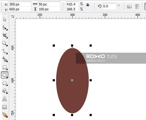 ایجاد یک بیضی در کورل