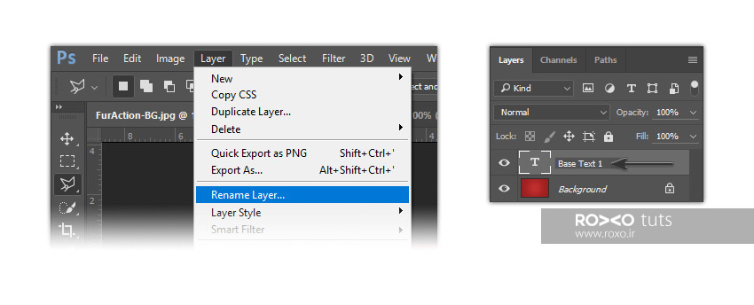 تغییر نام یک لایه در فتوشاپ