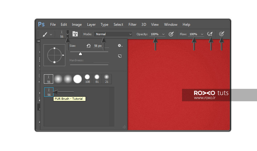 تنظیمات براش در فتوشاپ