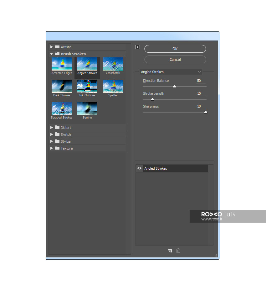Angled Strokes در فتوشاپ