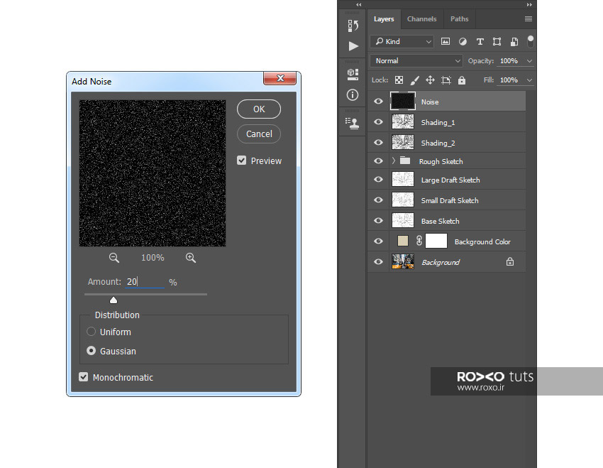 Add Noise در فتوشاپ