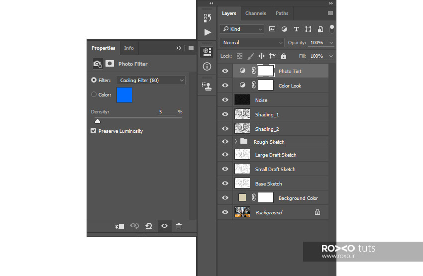 تنظیمات Photo Filter در فتوشاپ