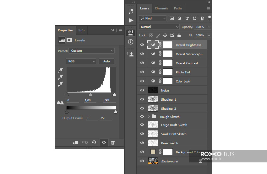 تنظیمات Levels در فتوشاپ
