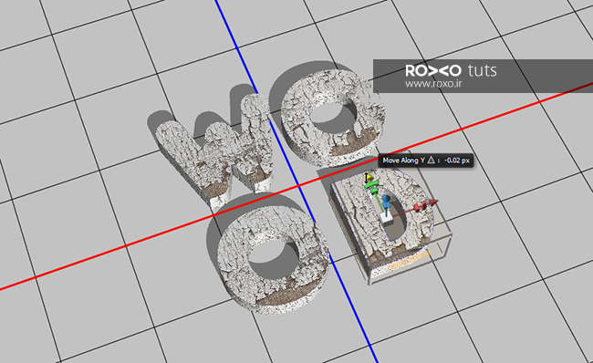 جابجایی حروف در راستای محورها در فتوشاپ سه بعدی