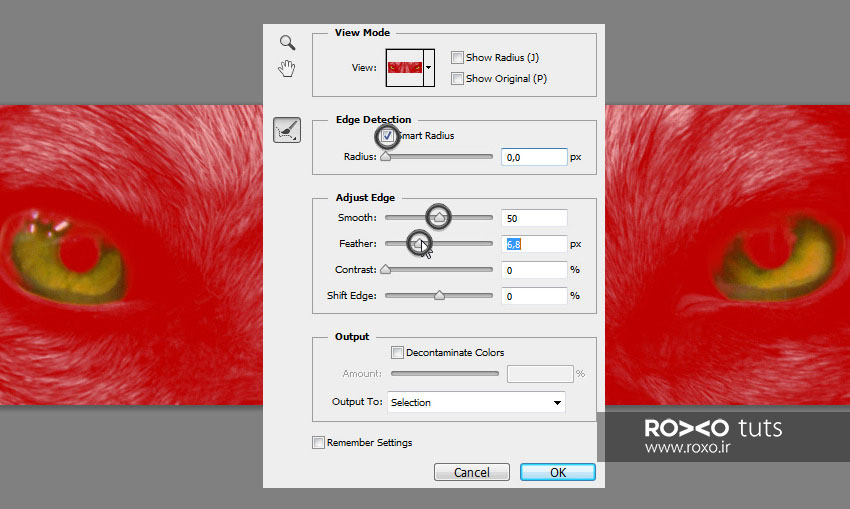 تنظیمات Refine Edge