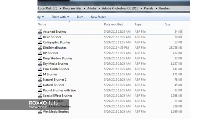 قرار دادن براش‌ها در محل مناسب در کامپیوتر