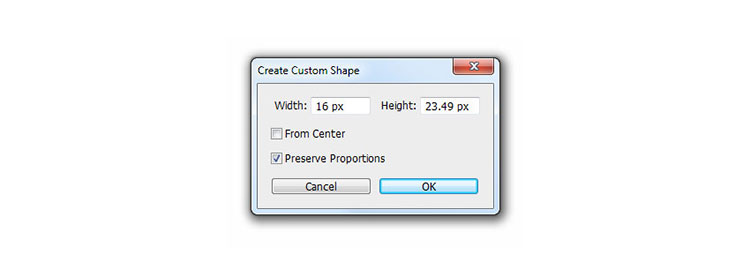 تنظیمات Custom Shape Tool