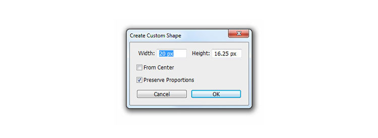 تنظیمات Custom Shape Tool