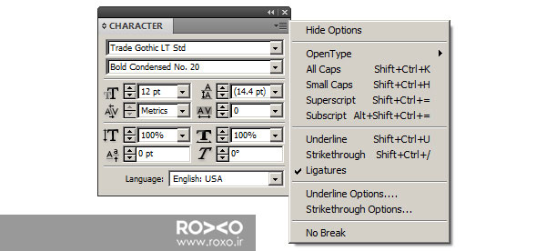 آشنایی با Character Panel در InDesign