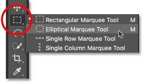 انتخاب Elliptical Marquee Tool