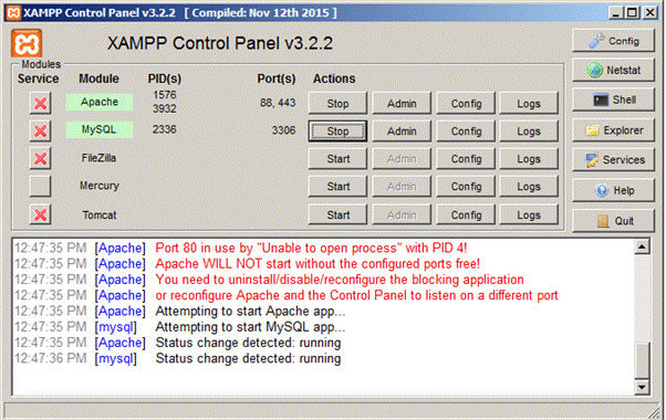 راه اندازی Xampp 3.2.2