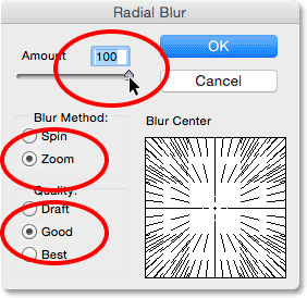 استفاده از فیلتر Radial Blur