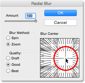 استفاده از فیلتر Radial Blur