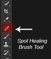 ابزار Spot Healing Brush Tool یا براش بهبود نقطه‌ای لکه