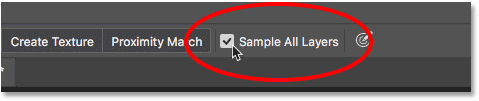 فعال کردن گزینه sample all layers
