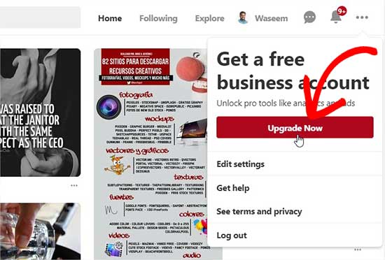 ارتقا دادن اکانت پینترست (Pinterest) به سطح Business