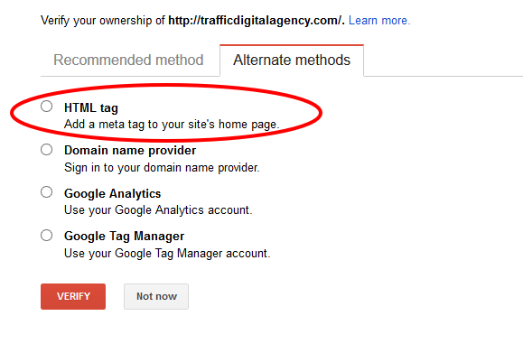 روش تگ HTML برای تایید سایت در کنسول جستجوی گوگل