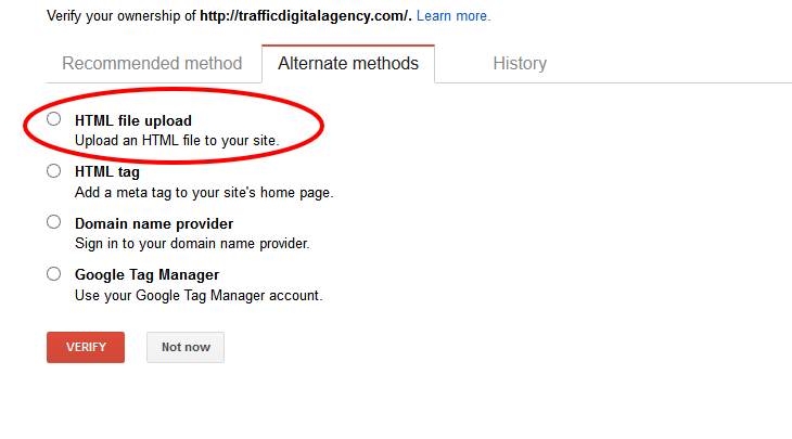 روش آپلود فایل HTML برای تایید سایت در کنسول جستجوی گوگل
