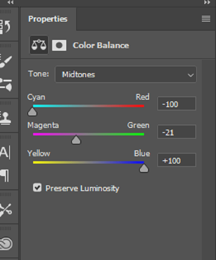 تنظیمات Color Balance
