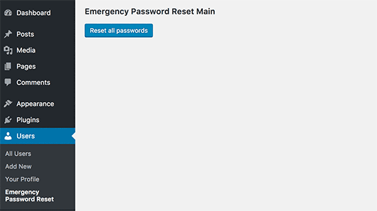 دکمه Reset All Passwords
