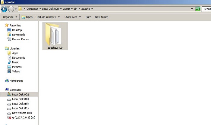 وارد فولدر apache2.4.9 می شویم ممکن است نام این فولدر برای شما چیز دیگری باشد
