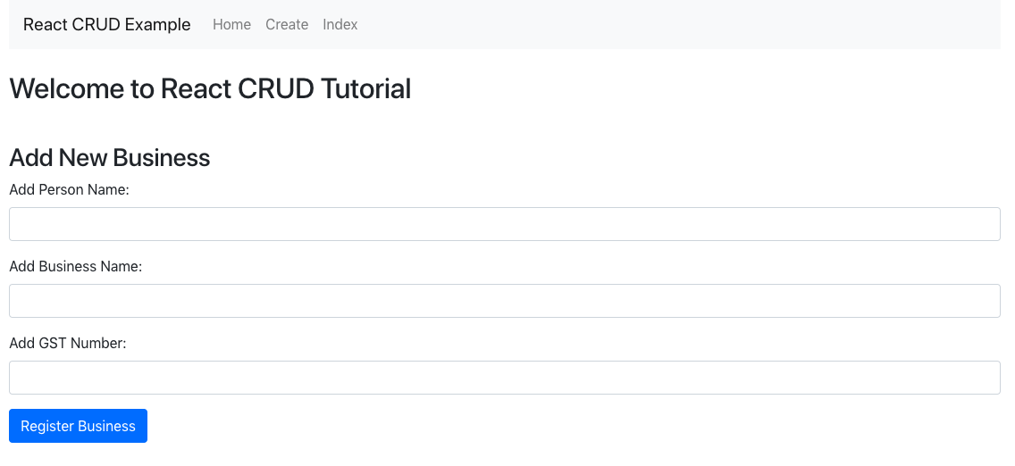 ساخت یک فرم در بوت استرپ با React