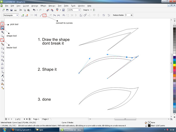 کشیدن خط با استفاده از ابزار Bezier