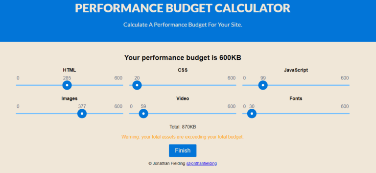 ابزار Performance Budget Calculator