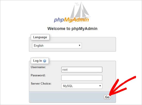 ورود به phpmyadmin