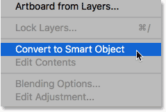 انتخاب گزینه smart object