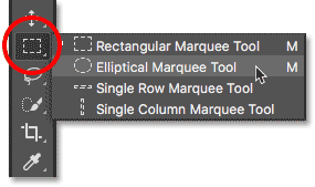 انتخاب ابزار Elliptical Marquee