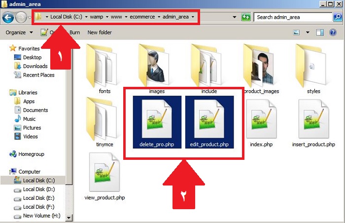 ایجاد دو فایل برای حذف و ویرایش محصول