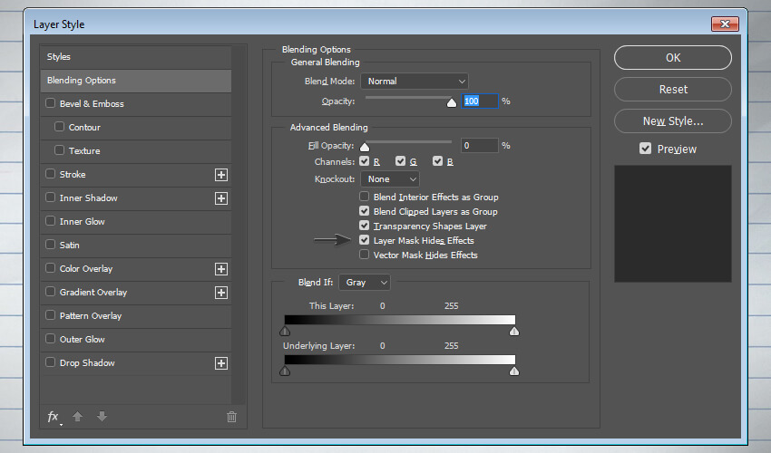 تنظیمات Blending Options براش اول