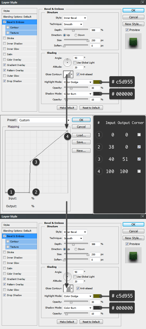 تنظیمات Bevel and Emboss