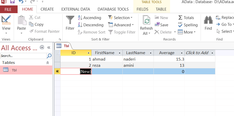 ایجاد پایگاه داده در Access برای جاوا