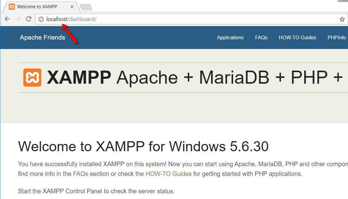 تست کردن راه اندازی XAMPP در لوکاس هاست (Localhost)
