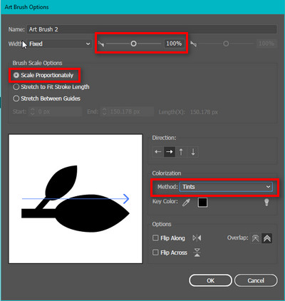 پنل Art Brush Option در ایلوستریتور