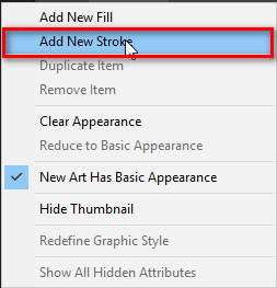 گزینه add new Stroke در پنل Appearance
