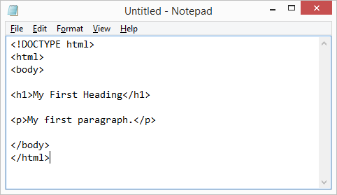 کدنویسی ساده HTML در notepad