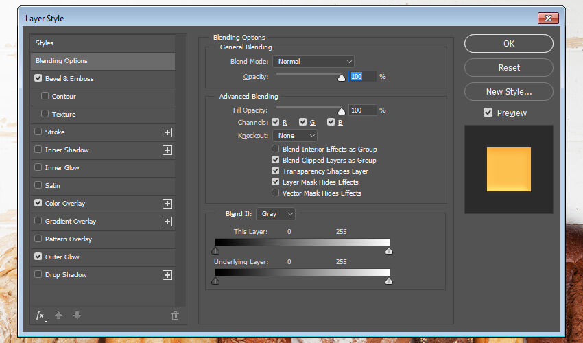 تنظیم Blending Options