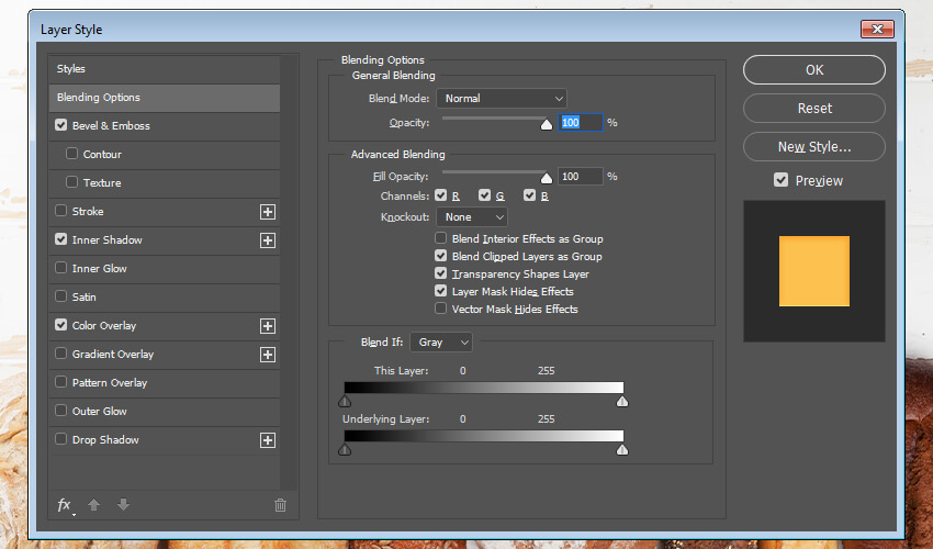 تنظیم Blending Options