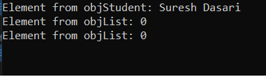 خروجی مثال SingleOrDefault 